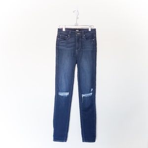 Paige Hoxton Ankle Distressed Jeans Dark Wash